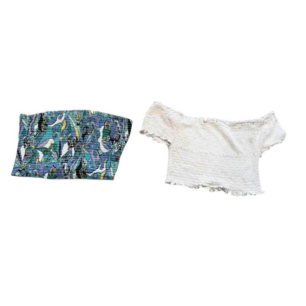 Bundle of Two Smocked Boho Crop Tops – Size Large